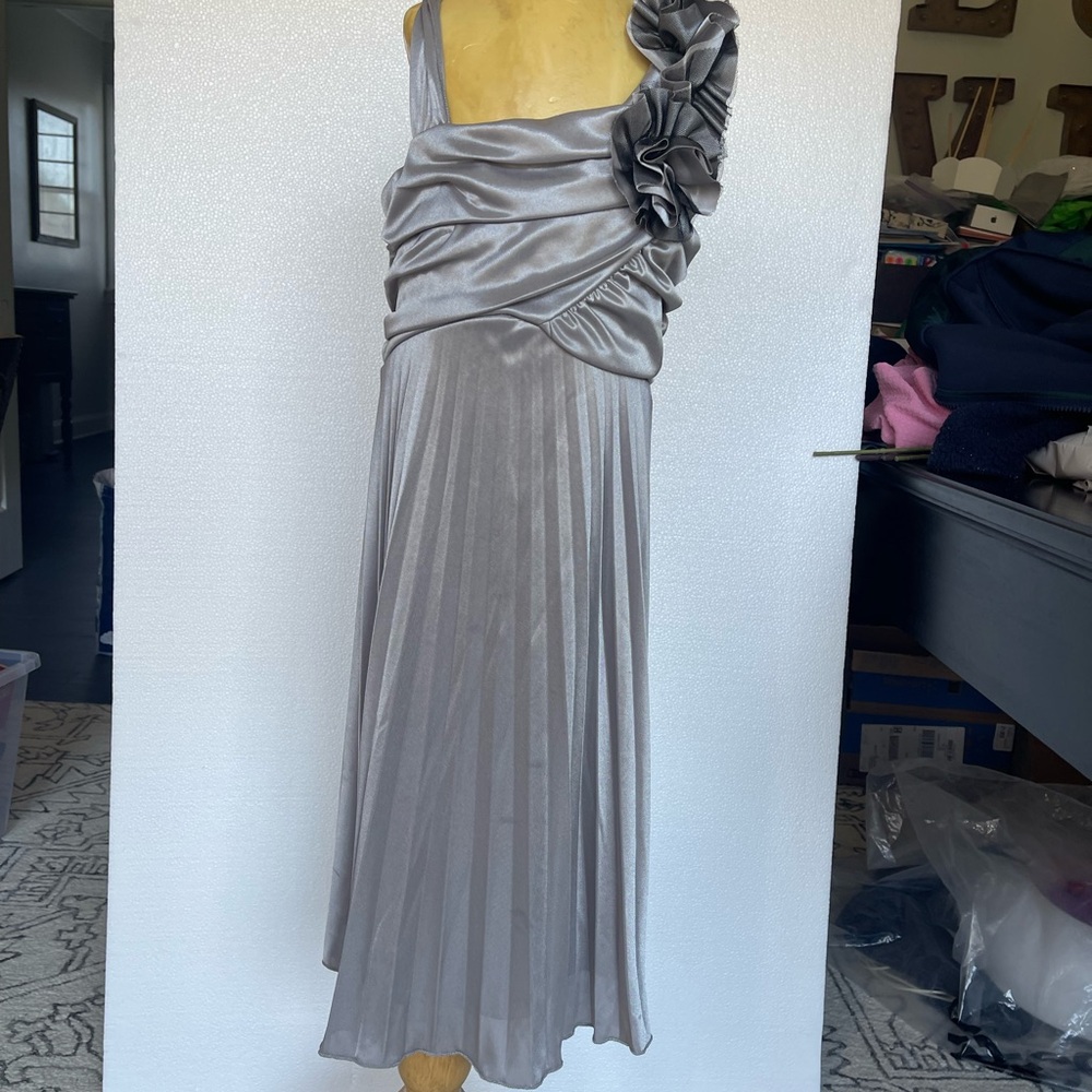 Alexandria Dress  Shiny Silver neckline embellishments Girls 8